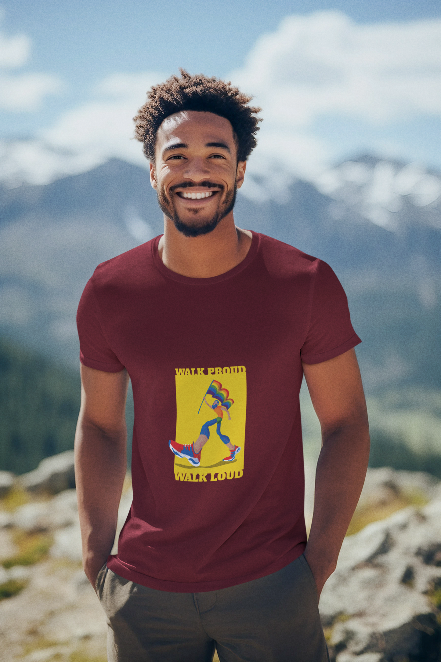 Men's Pride T-Shirt – “Walk Proud, Walk Loud” LGBTQ+ Design | Half Sleeve Round Neck | Combed Cotton | Eco-Friendly Print | Made in India