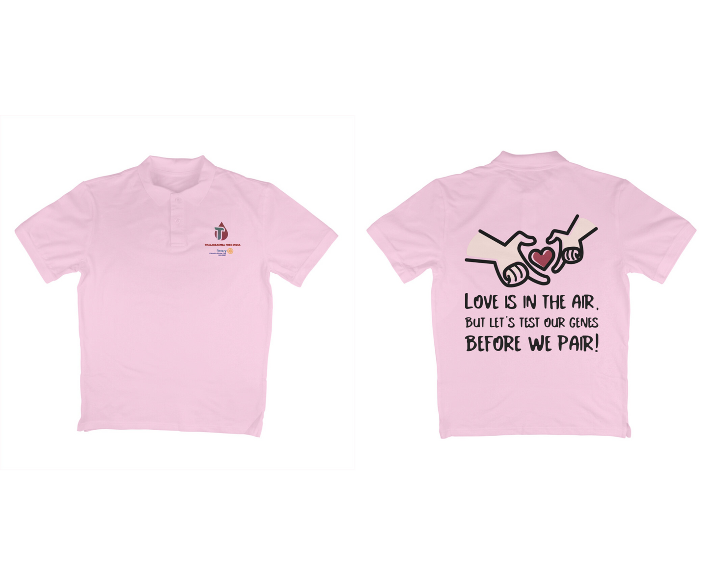 Rotary Unisex Polo T-Shirts - Thalassaemia Awareness, Wear the Message, Make a Difference (3 colours x 5 sizes)