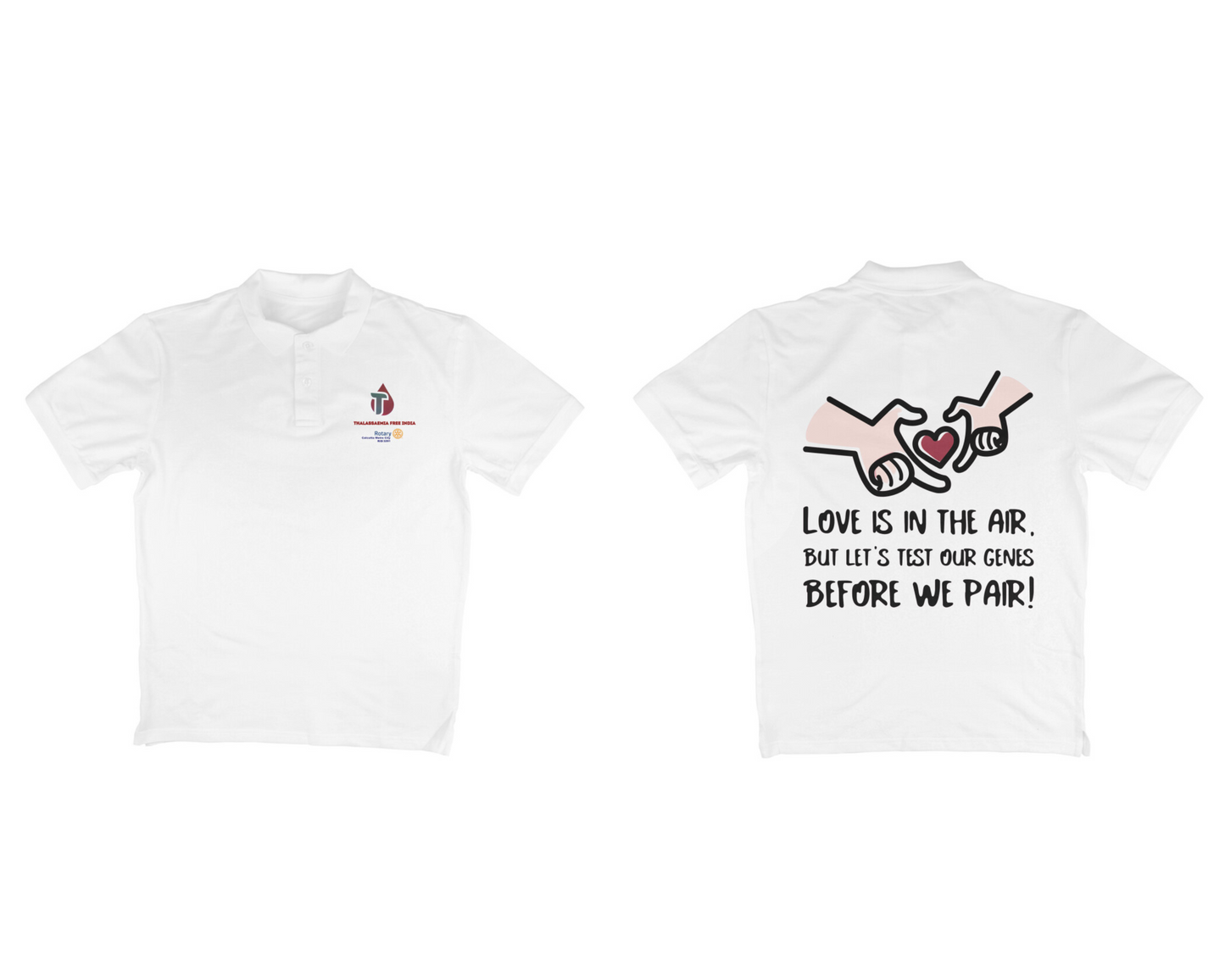 Rotary Unisex Polo T-Shirts - Thalassaemia Awareness, Wear the Message, Make a Difference (3 colours x 5 sizes)