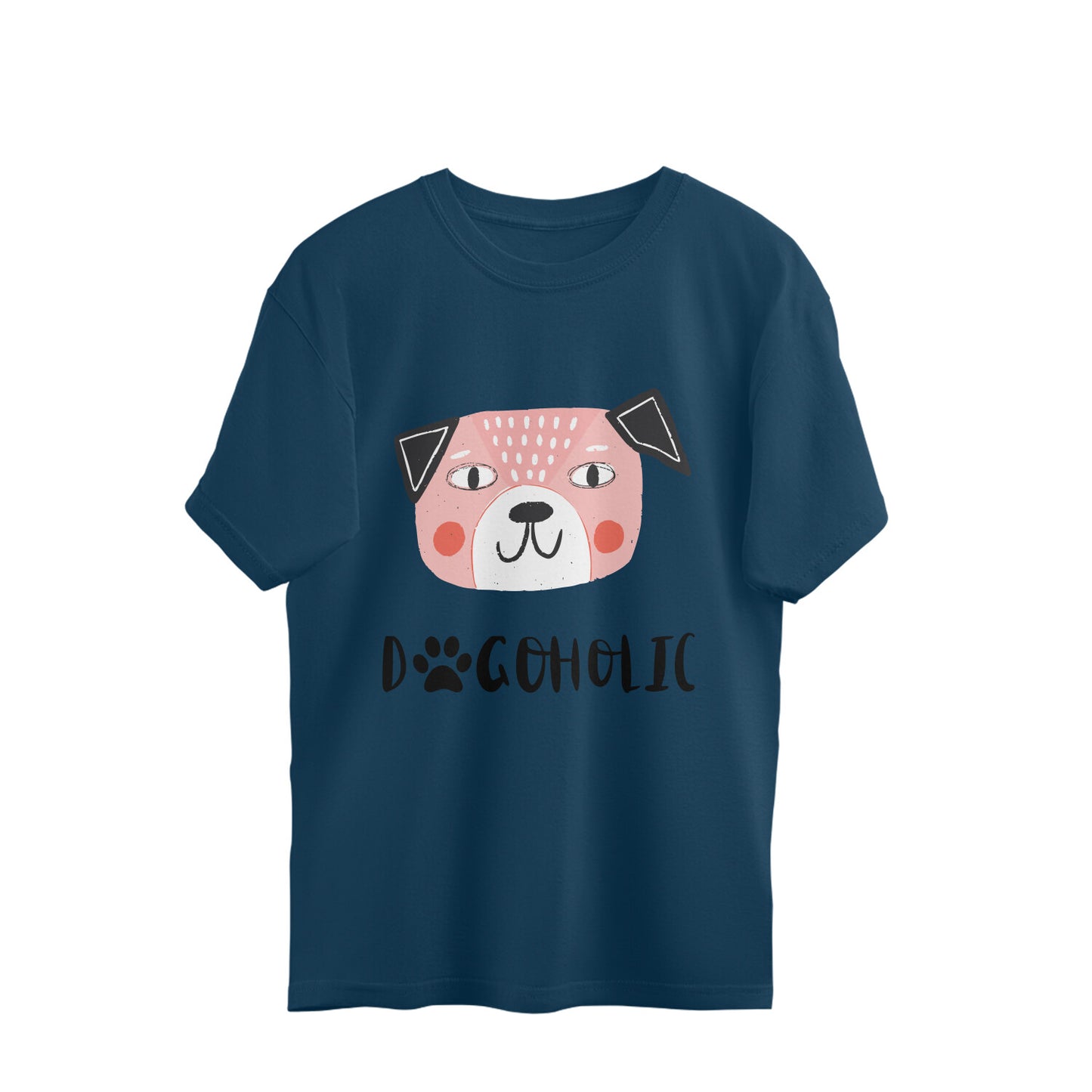 Dogoholic Graphic T-Shirt, 100% Cotton, 220 GSM, Unisex Oversized Fit (5 colors, 5 sizes)