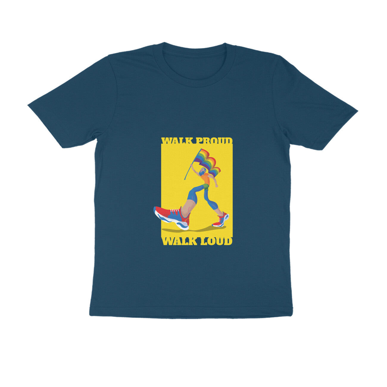 Men's Pride T-Shirt – “Walk Proud, Walk Loud” LGBTQ+ Design | Half Sleeve Round Neck | Combed Cotton | Eco-Friendly Print | Made in India