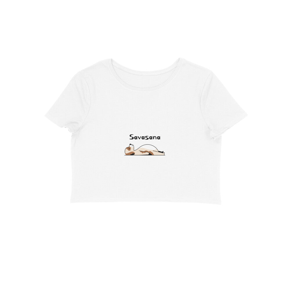 Women's Savasana Yoga Crop Top, Cotton, Puppy Print Design, 180 GSM (12 colours x 6 sizes)