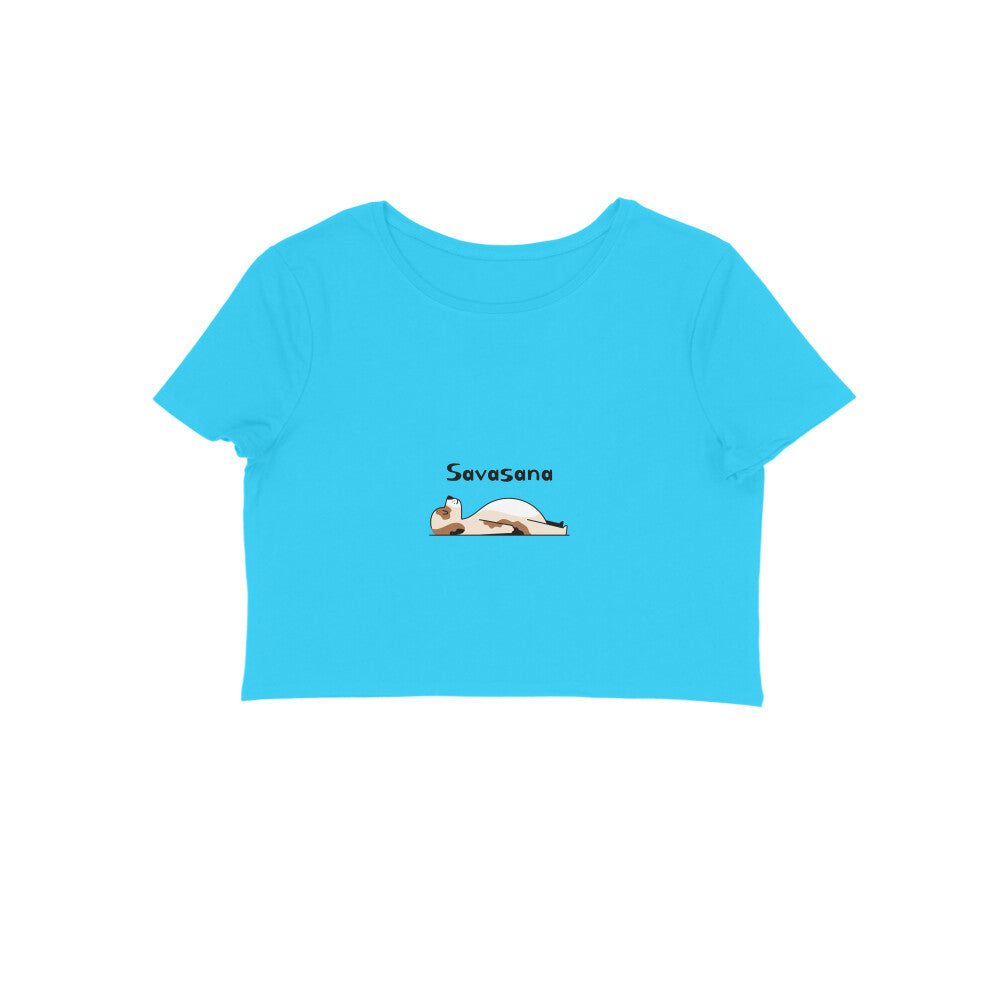 Women's Savasana Yoga Crop Top, Cotton, Puppy Print Design, 180 GSM (12 colours x 6 sizes)