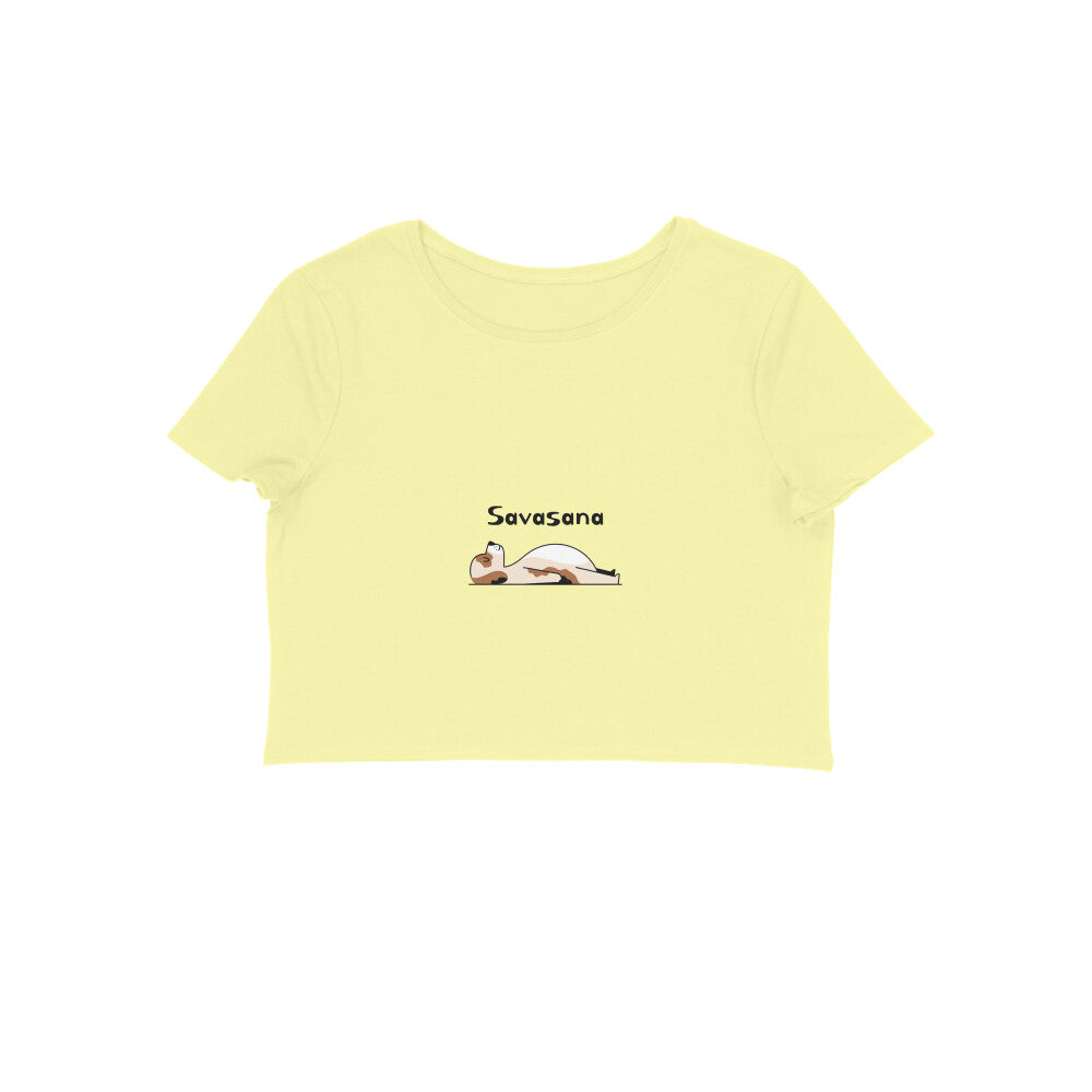 Women's Savasana Yoga Crop Top, Cotton, Puppy Print Design, 180 GSM (12 colours x 6 sizes)