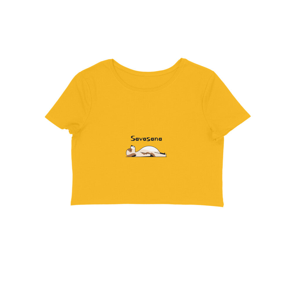 Women's Savasana Yoga Crop Top, Cotton, Puppy Print Design, 180 GSM (12 colours x 6 sizes)