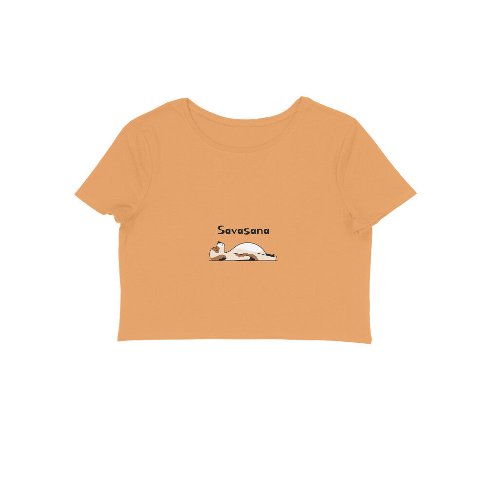 Women's Savasana Yoga Crop Top, Cotton, Puppy Print Design, 180 GSM (12 colours x 6 sizes)