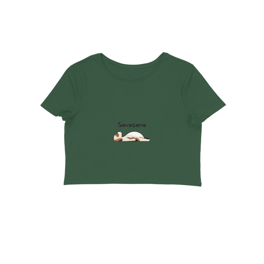 Women's Savasana Yoga Crop Top, Cotton, Puppy Print Design, 180 GSM (12 colours x 6 sizes)
