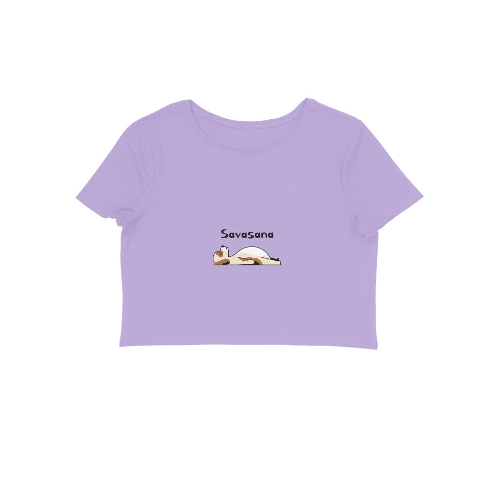 Women's Savasana Yoga Crop Top, Cotton, Puppy Print Design, 180 GSM (12 colours x 6 sizes)