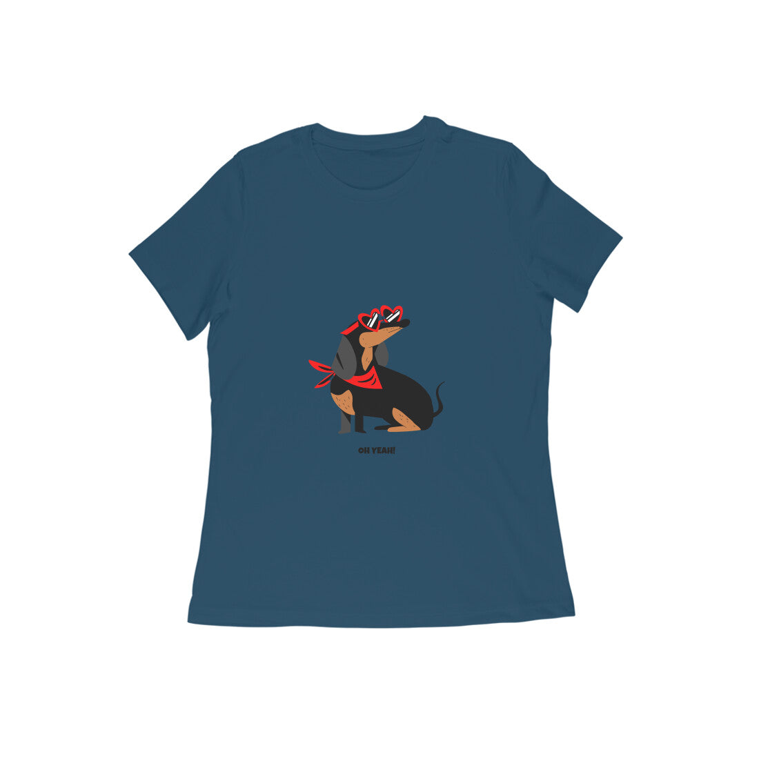 Women's Dachshund Graphic T-Shirt, 100% Cotton, Mustard Yellow, Regular Fit, 180 GSM (8 colours x 9 sizes)