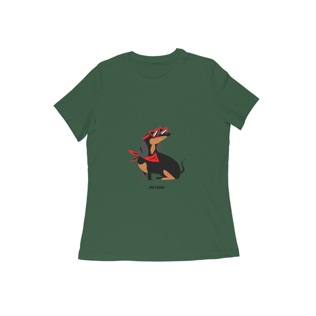 Women's Dachshund Graphic T-Shirt, 100% Cotton, Mustard Yellow, Regular Fit, 180 GSM (8 colours x 9 sizes)