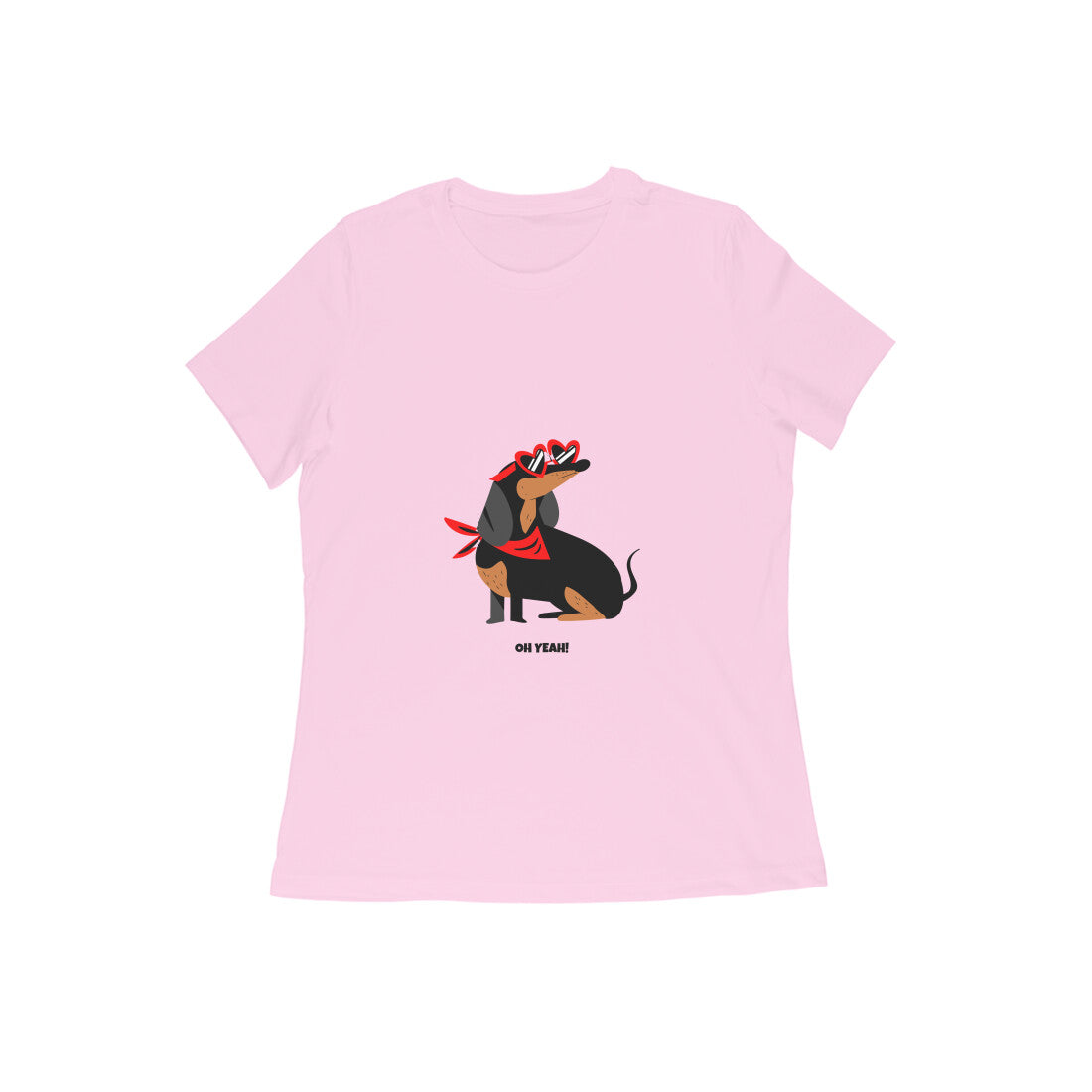 Women's Dachshund Graphic T-Shirt, 100% Cotton, Mustard Yellow, Regular Fit, 180 GSM (8 colours x 9 sizes)