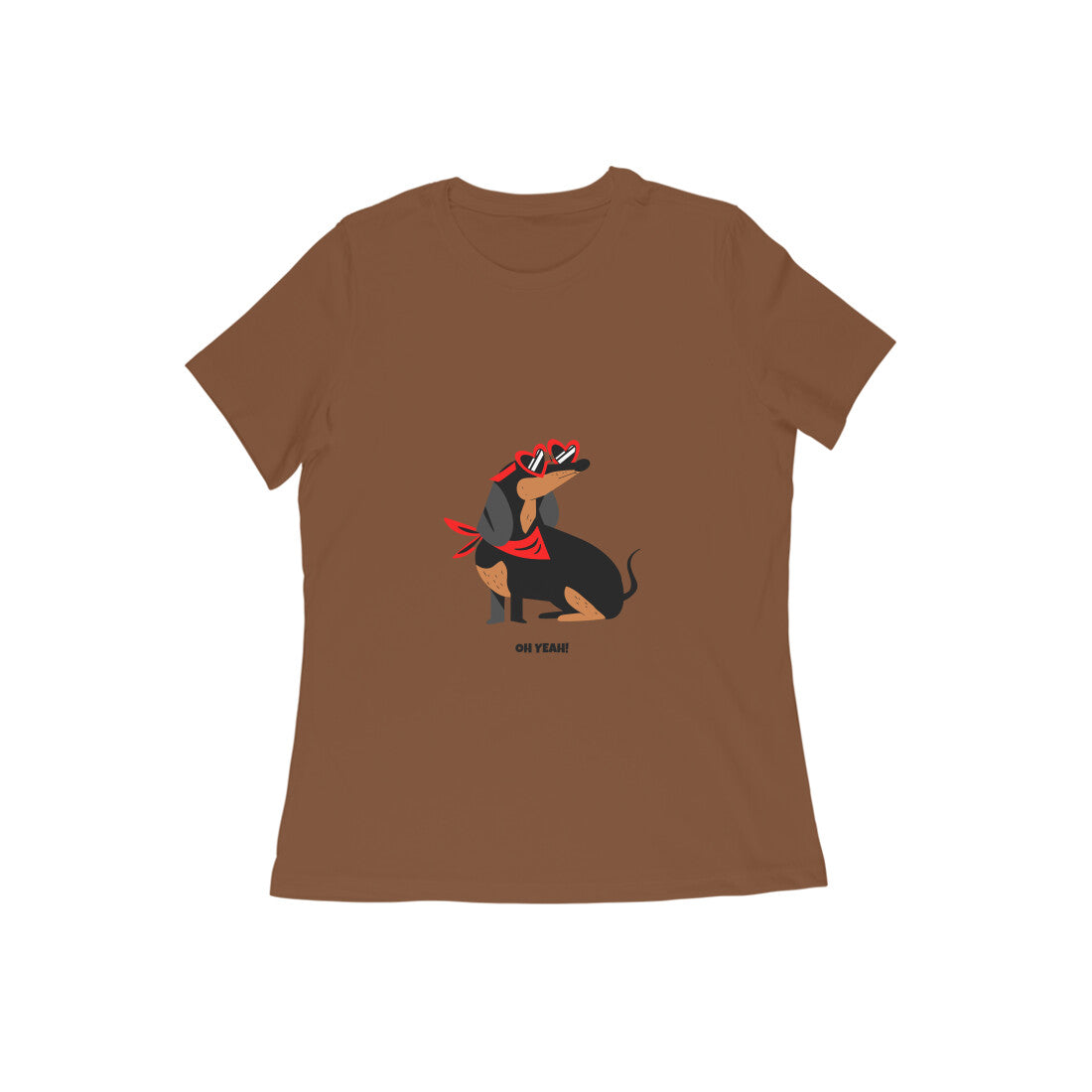 Women's Dachshund Graphic T-Shirt, 100% Cotton, Mustard Yellow, Regular Fit, 180 GSM (8 colours x 9 sizes)