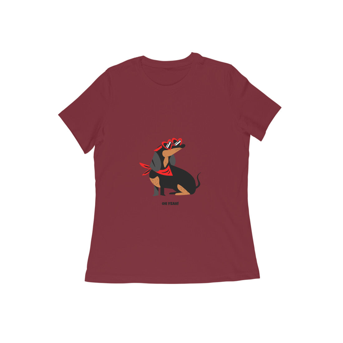 Women's Dachshund Graphic T-Shirt, 100% Cotton, Mustard Yellow, Regular Fit, 180 GSM (8 colours x 9 sizes)