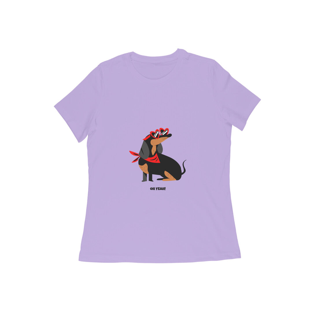 Women's Dachshund Graphic T-Shirt, 100% Cotton, Mustard Yellow, Regular Fit, 180 GSM (8 colours x 9 sizes)