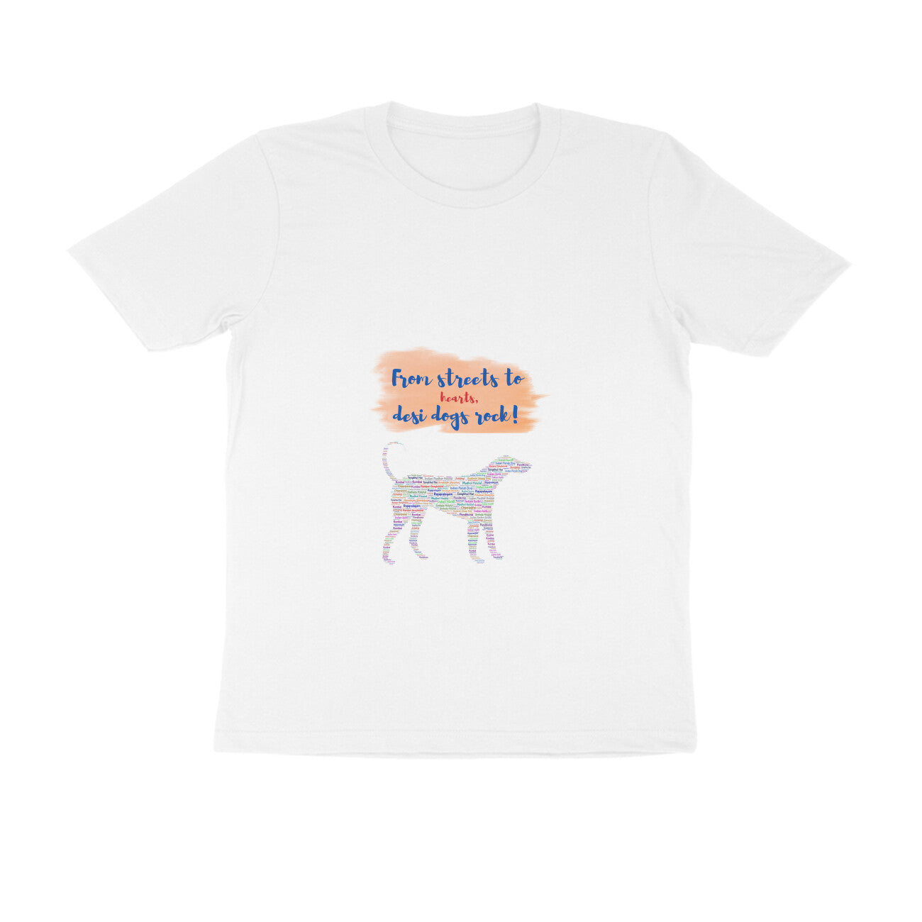 Men's Half Sleeve Round Neck T-Shirt, 100% Cotton, 180 GSM, Indie Dog Breeds Design (8 colours x 8 sizes)