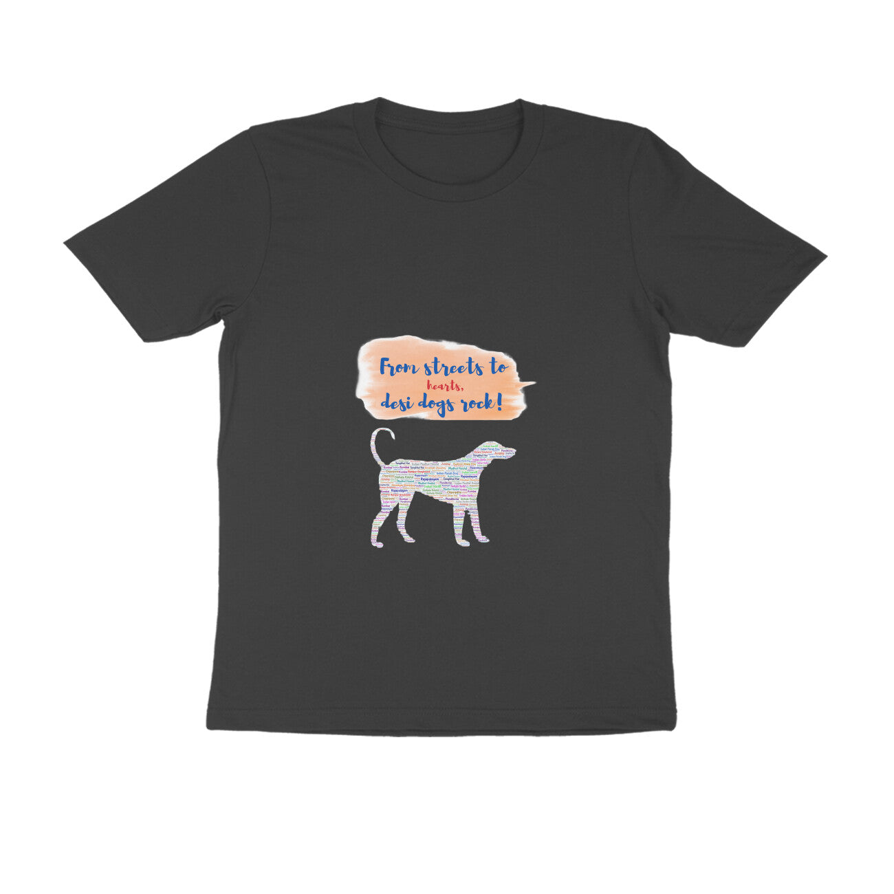 Men's Half Sleeve Round Neck T-Shirt, 100% Cotton, 180 GSM, Indie Dog Breeds Design (8 colours x 8 sizes)