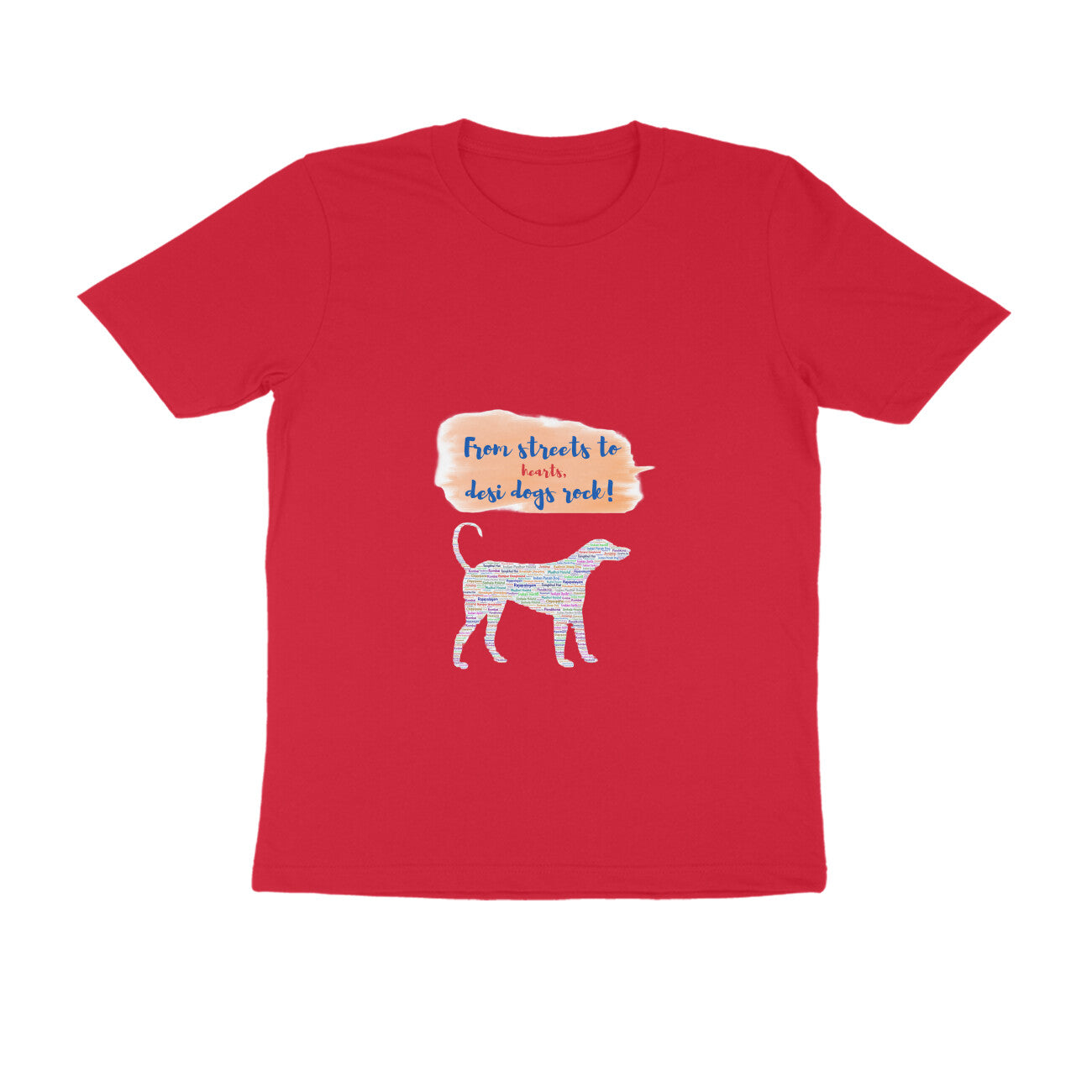 Men's Half Sleeve Round Neck T-Shirt, 100% Cotton, 180 GSM, Indie Dog Breeds Design (8 colours x 8 sizes)