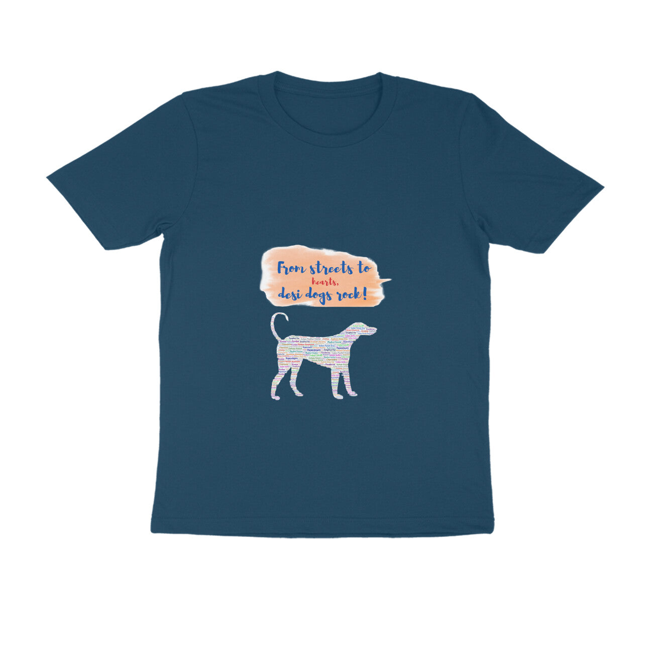 Men's Half Sleeve Round Neck T-Shirt, 100% Cotton, 180 GSM, Indie Dog Breeds Design (8 colours x 8 sizes)