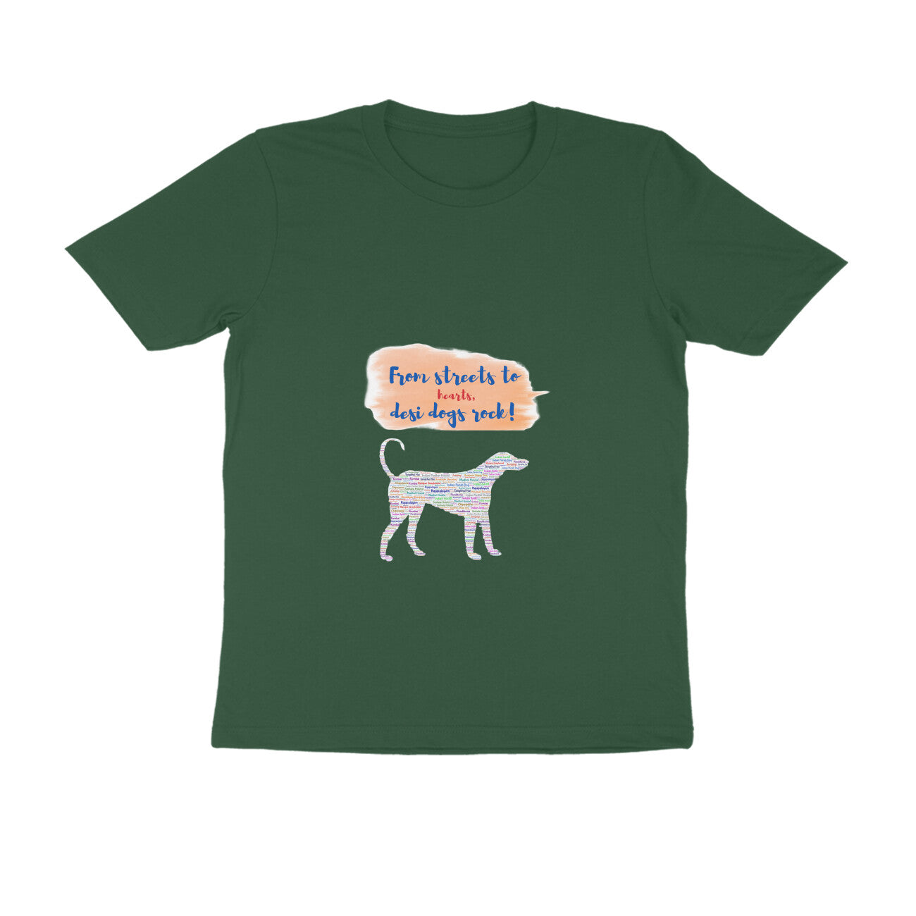 Men's Half Sleeve Round Neck T-Shirt, 100% Cotton, 180 GSM, Indie Dog Breeds Design (8 colours x 8 sizes)