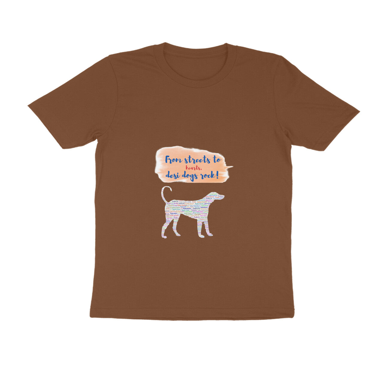 Men's Half Sleeve Round Neck T-Shirt, 100% Cotton, 180 GSM, Indie Dog Breeds Design (8 colours x 8 sizes)