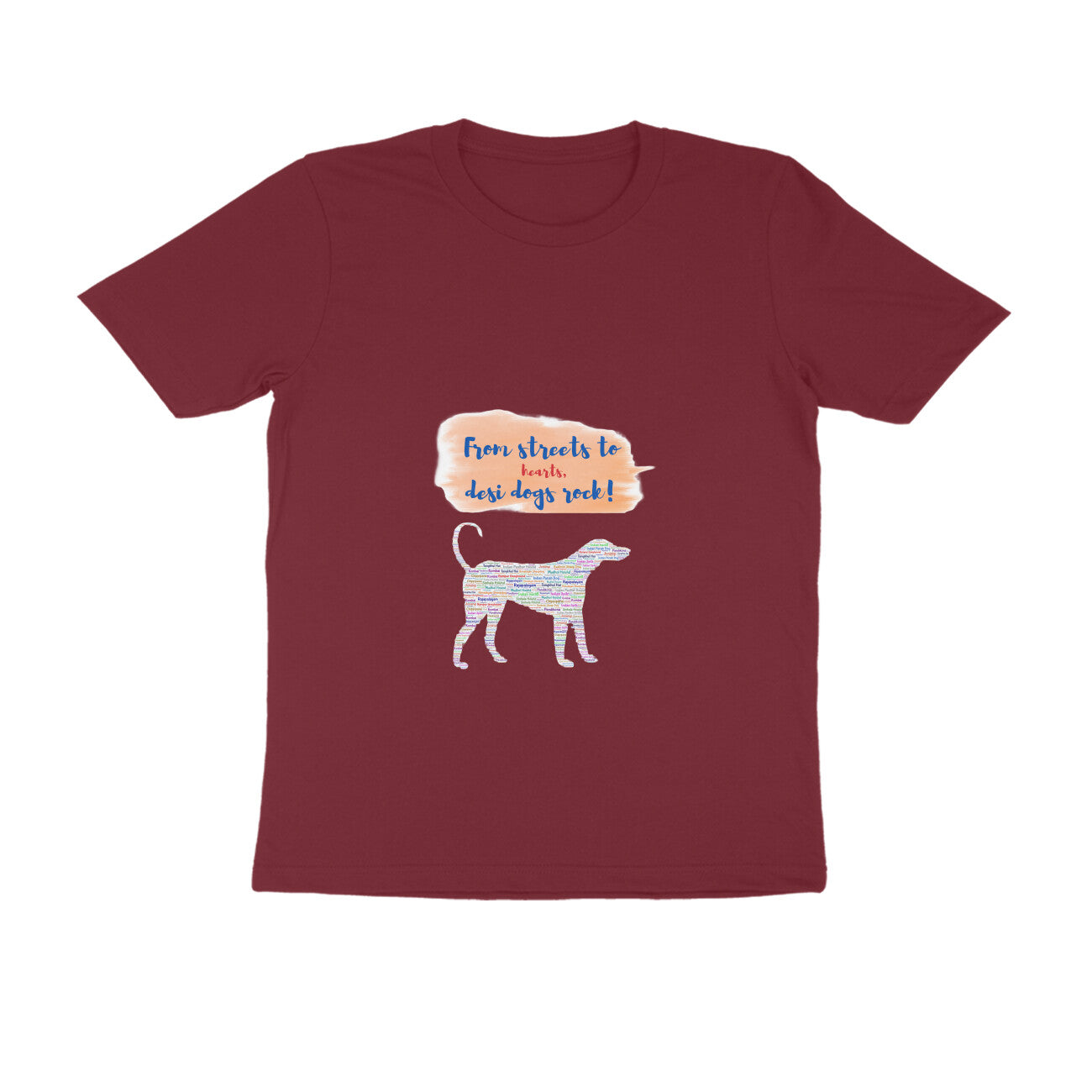 Men's Half Sleeve Round Neck T-Shirt, 100% Cotton, 180 GSM, Indie Dog Breeds Design (8 colours x 8 sizes)