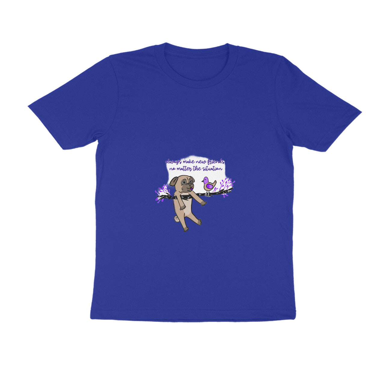 Men's Graphic T-Shirt with Pug Print, Regular Fit, 100% Cotton, Bio Washed (10 colours x 8 sizes)