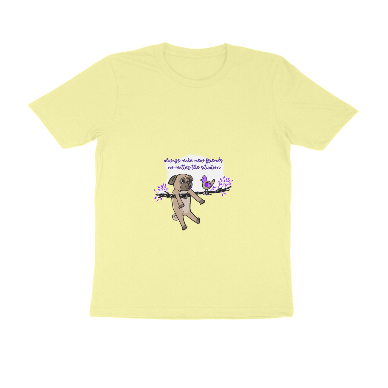 Men's Graphic T-Shirt with Pug Print, Regular Fit, 100% Cotton, Bio Washed (10 colours x 8 sizes)