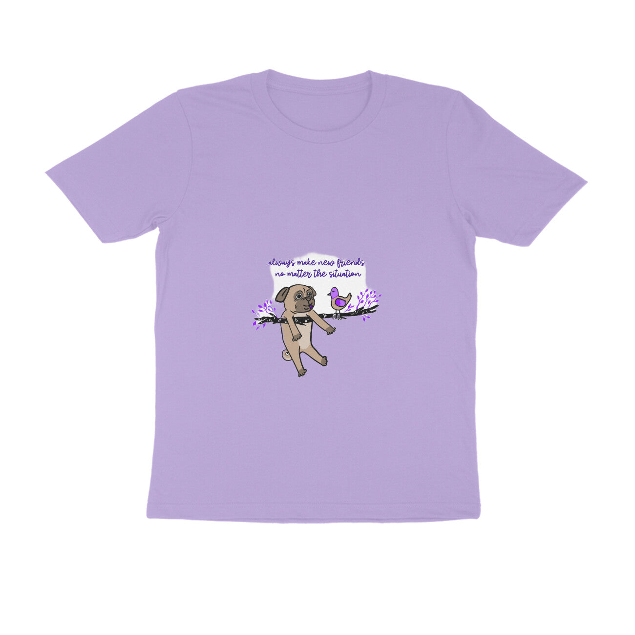 Men's Graphic T-Shirt with Pug Print, Regular Fit, 100% Cotton, Bio Washed (10 colours x 8 sizes)