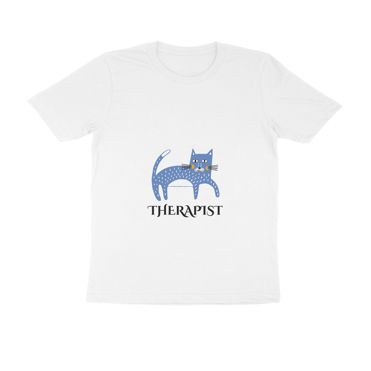 Men's Cat Therapist Graphic T-Shirt, 100% Cotton, Bio-Washed, 180 GSM (11 colours x 8 sizes)