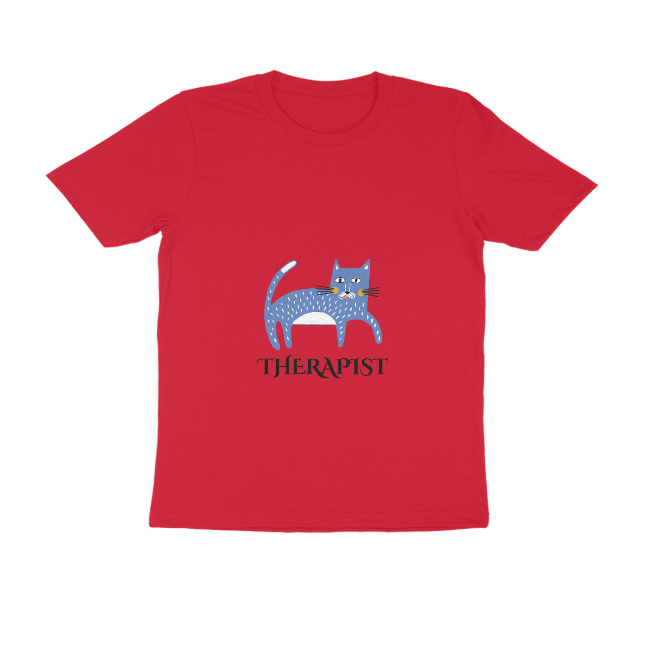Men's Cat Therapist Graphic T-Shirt, 100% Cotton, Bio-Washed, 180 GSM (11 colours x 8 sizes)