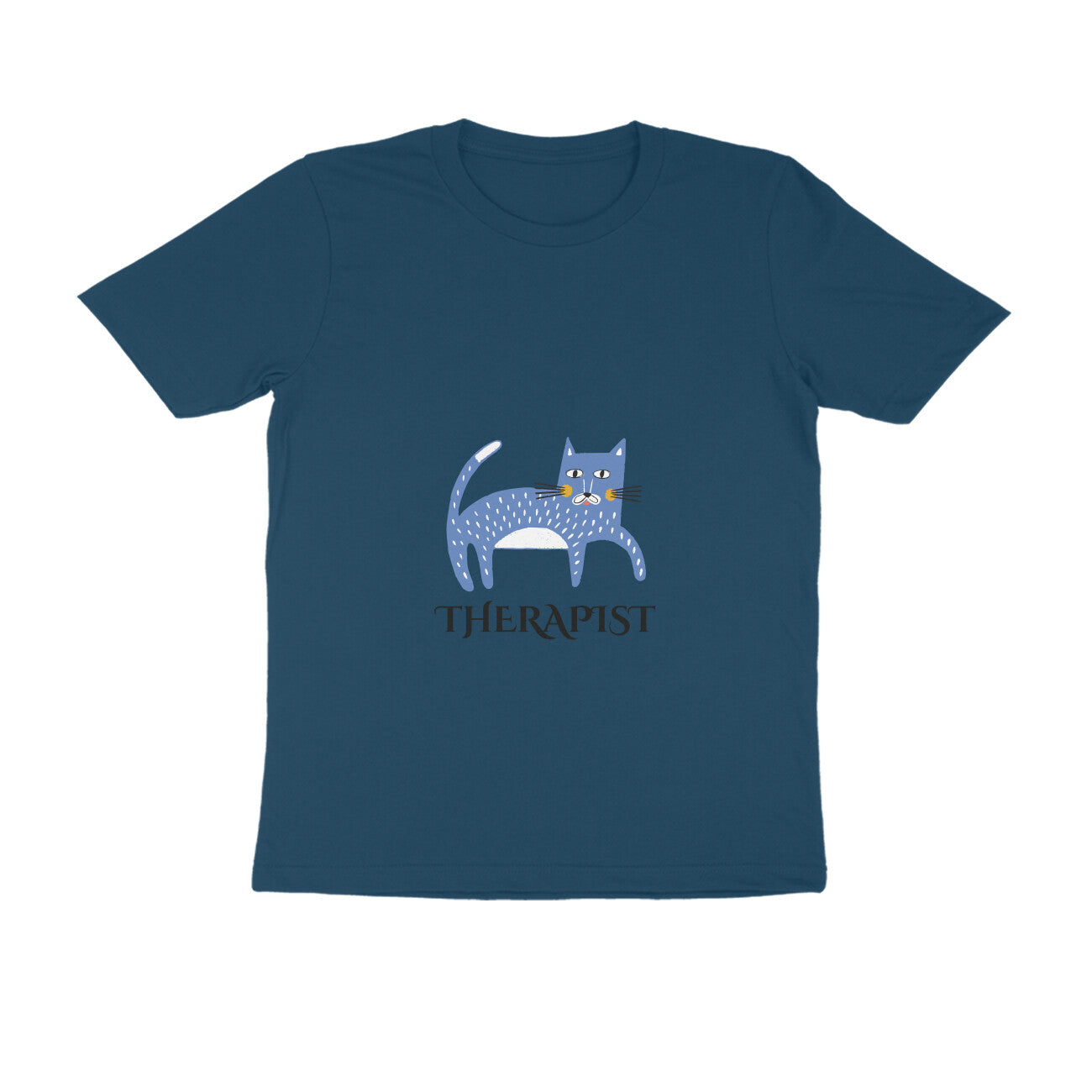 Men's Cat Therapist Graphic T-Shirt, 100% Cotton, Bio-Washed, 180 GSM (11 colours x 8 sizes)