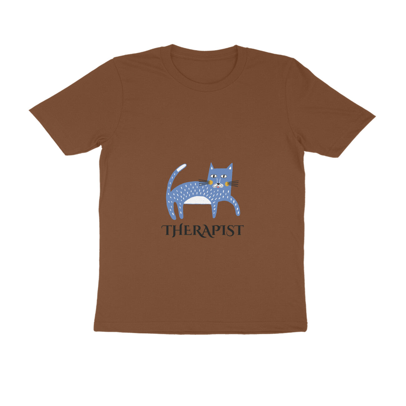 Men's Cat Therapist Graphic T-Shirt, 100% Cotton, Bio-Washed, 180 GSM (11 colours x 8 sizes)