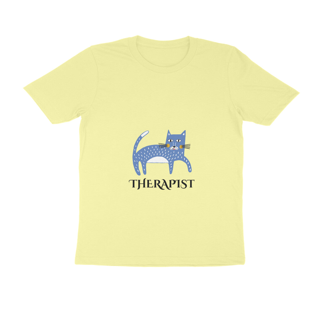 Men's Cat Therapist Graphic T-Shirt, 100% Cotton, Bio-Washed, 180 GSM (11 colours x 8 sizes)