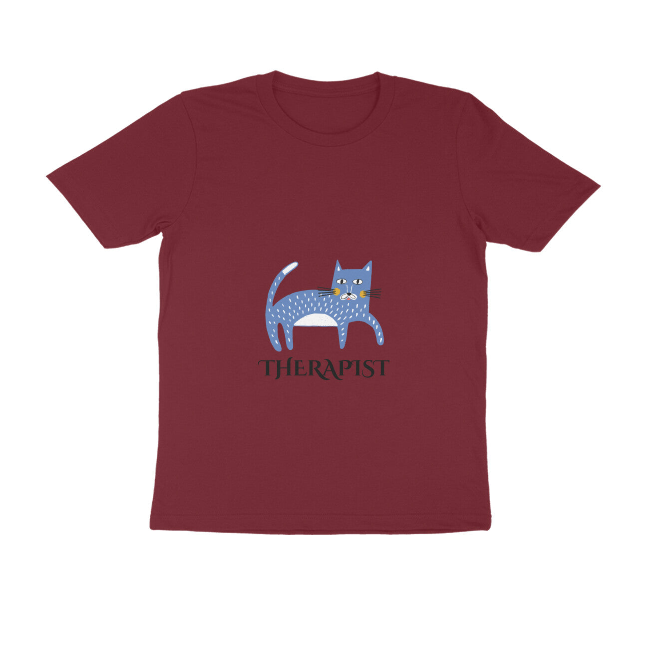 Men's Cat Therapist Graphic T-Shirt, 100% Cotton, Bio-Washed, 180 GSM (11 colours x 8 sizes)