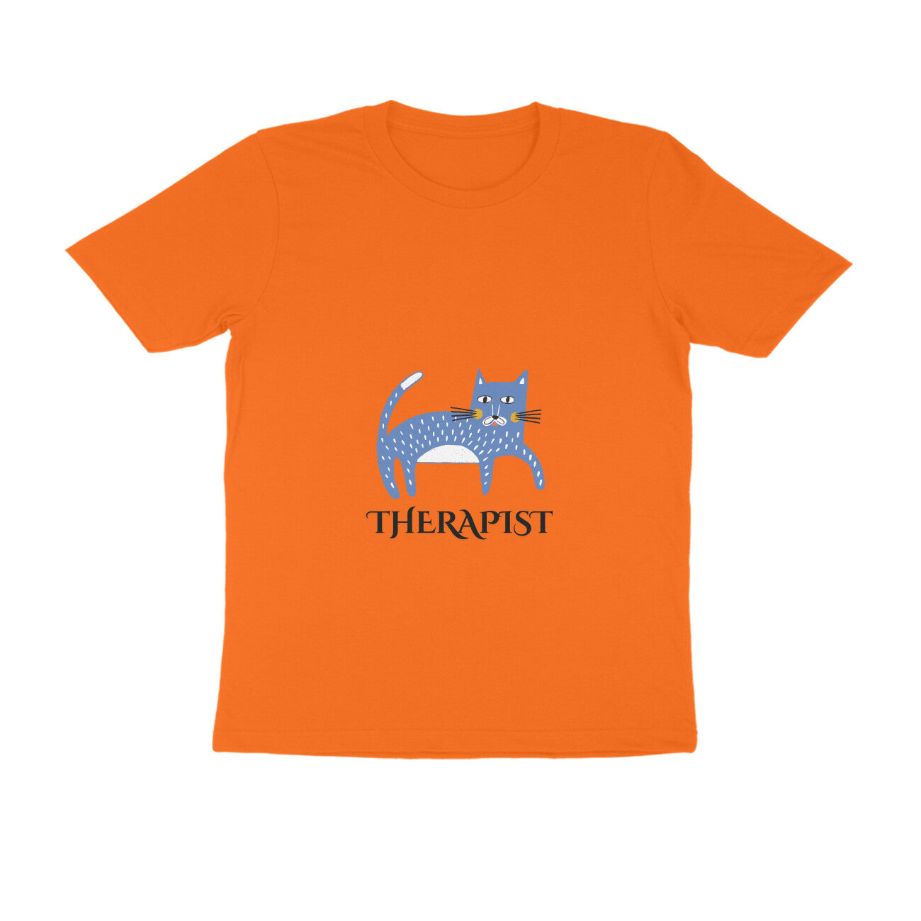 Men's Cat Therapist Graphic T-Shirt, 100% Cotton, Bio-Washed, 180 GSM (11 colours x 8 sizes)