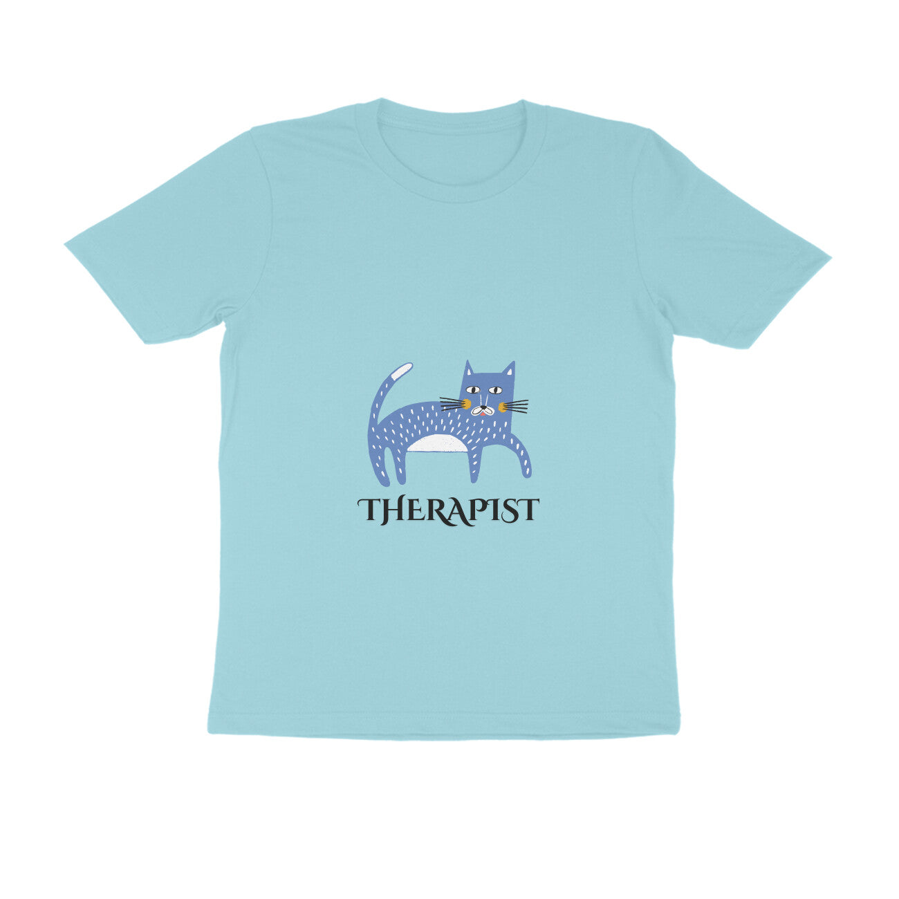 Men's Cat Therapist Graphic T-Shirt, 100% Cotton, Bio-Washed, 180 GSM (11 colours x 8 sizes)