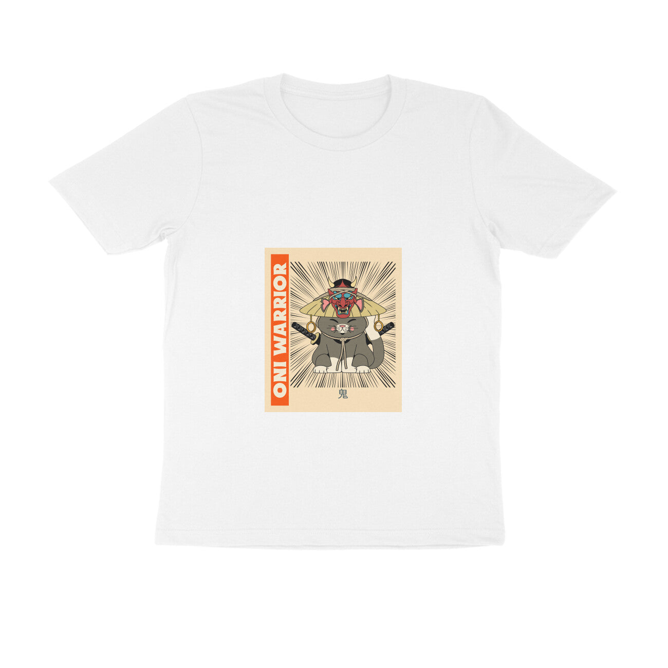 Men's Oni Warrior Graphic T-Shirt, Regular Fit, 100% Cotton, 180 GSM, Bio Washed (7 colours x 8 sizes)