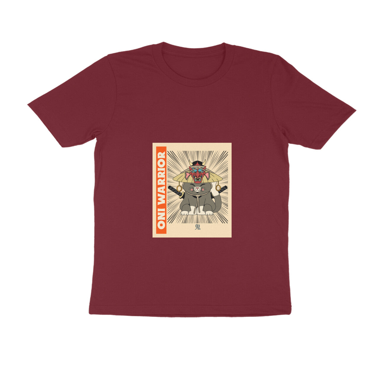 Men's Oni Warrior Graphic T-Shirt, Regular Fit, 100% Cotton, 180 GSM, Bio Washed (7 colours x 8 sizes)