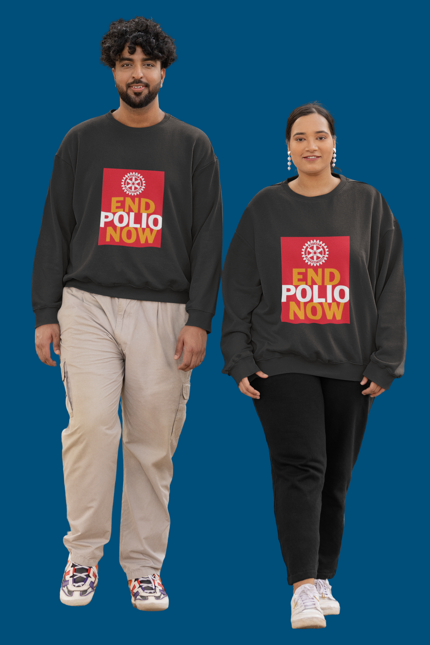 Rotary Sweatshirt | End Polio Now Collection | Unisex Regular Fit | 100% Cotton, 320 GSM Bio-Washed | Sustainable Print | Made in India