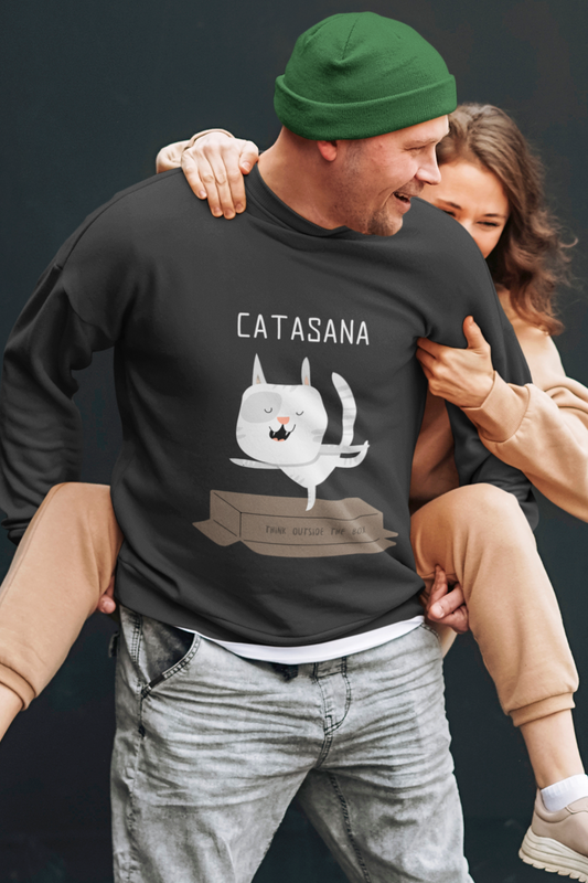 Catasana Yoga Cat Graphic Sweatshirt, 320 GSM Cotton, Crew Neck (6 colours x 6 sizes)