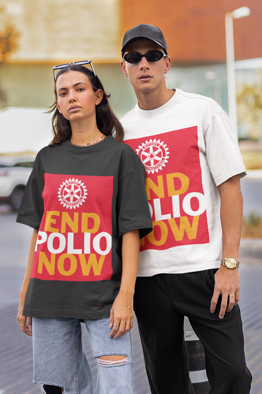 Unisex Oversized T-Shirt -  End Polio Now, Rotary’s Mission, Create Awareness (2 colours, 5 sizes)