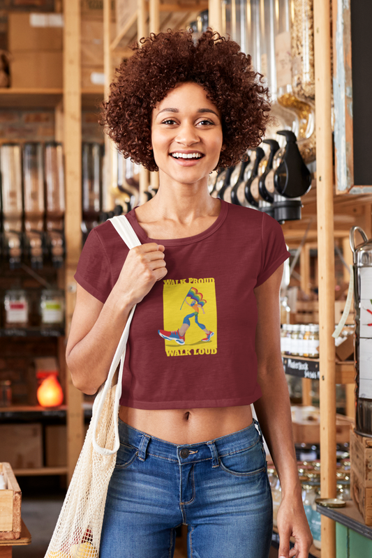 Pride Crop Top – “Walk Proud, Walk Loud” LGBTQ+ Caricature | 100% Combed Cotton | Regular Fit | Eco-Printed | Made in India