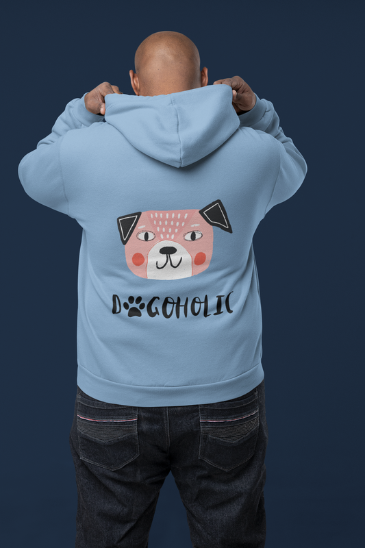 Dogoholic Printed Cotton Hoodie, 320 GSM, Regular Fit, Unisex (10 colours x 6 sizes)