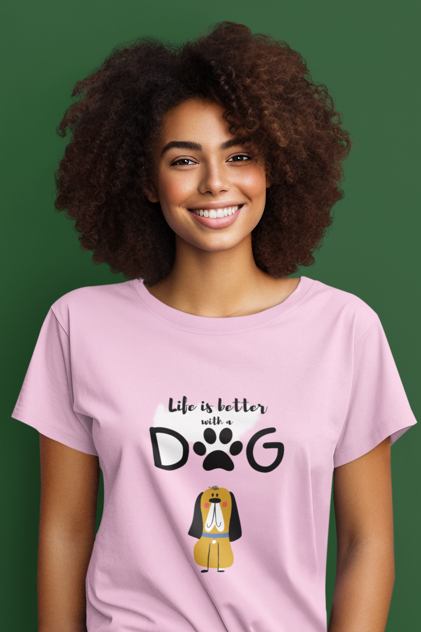 Women's Cotton Graphic Print T-Shirt with Dog Design, Regular Fit, 100% Cotton (11 colours x 9 sizes)