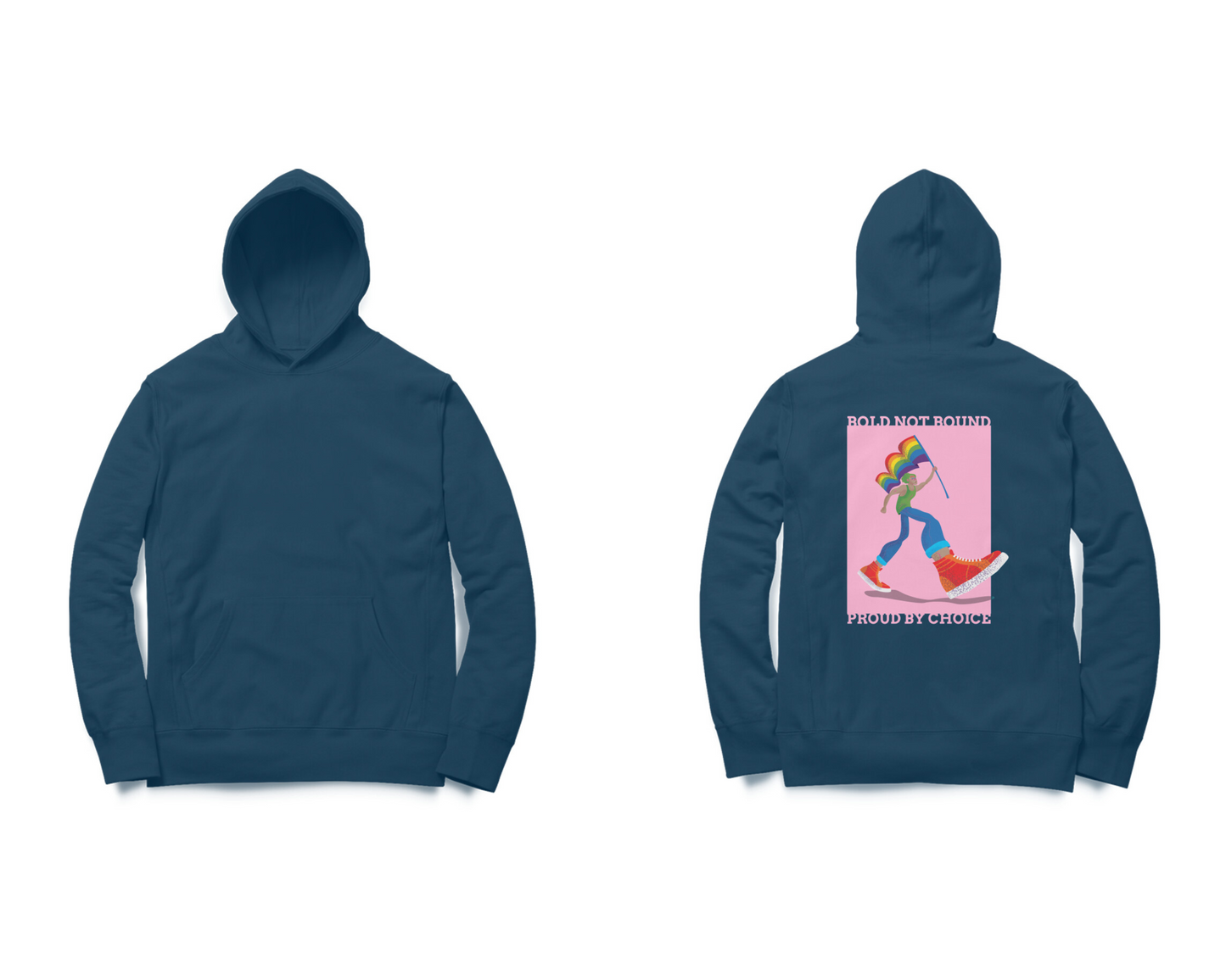 Pride Oversized Hoodie – “Bold Not Bound, Proud By Choice” | Unisex Fit | 100% Cotton | 320 GSM | LGBTQ+ Apparel | Made in India