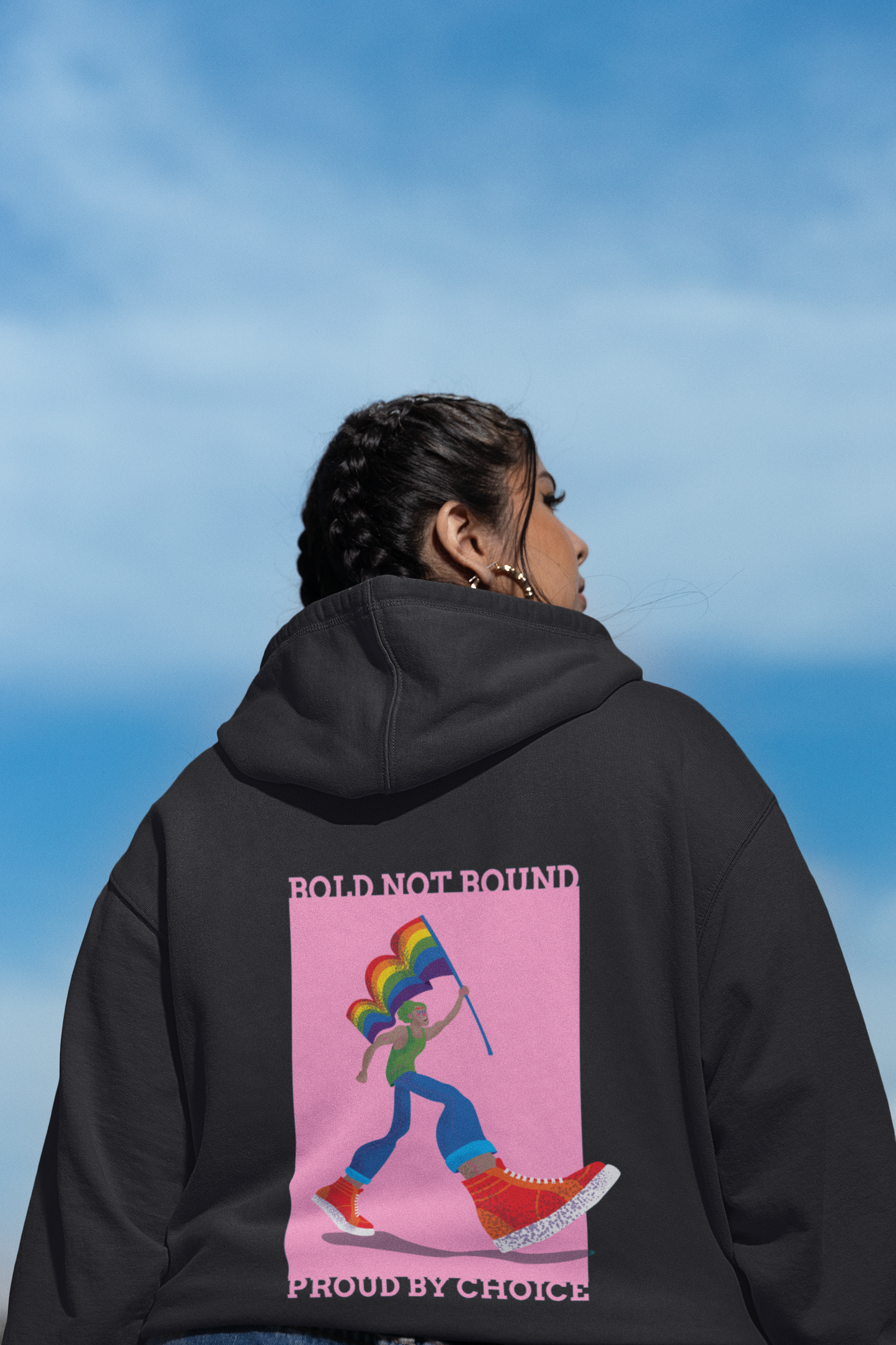 Pride Oversized Hoodie – “Bold Not Bound, Proud By Choice” | Unisex Fit | 100% Cotton | 320 GSM | LGBTQ+ Apparel | Made in India