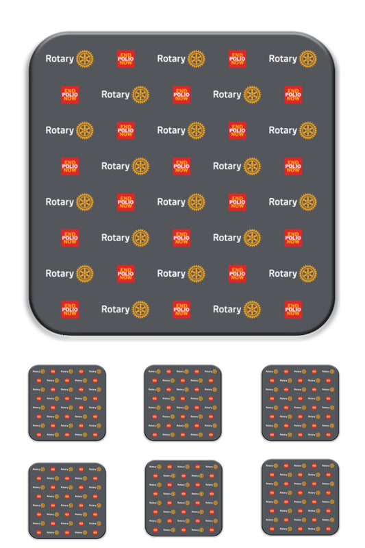 End Polio Now – Rotary Charcoal Coaster Set; Support the Mission, Spread the Message (Hard MDF and Acrylic)