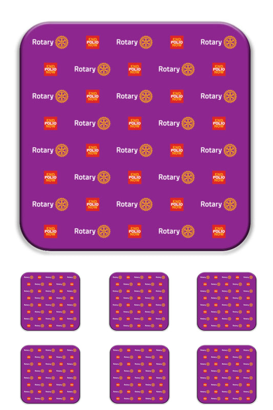 End Polio Now – Rotary Purple Coaster Set; Support the Mission, Spread the Message (Hard MDF and Acrylic)