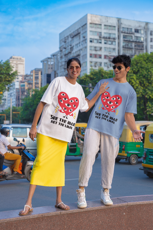 Unisex Oversized T-Shirt: See the Able, Not the Label: Wear the Change for Inclusion! (5 colours, 5 sizes)