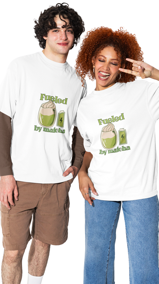 Oversized Unisex T-Shirt – “Fueled by Matcha” Graphic Tee | 220 GSM Cotton | Merch4Good India